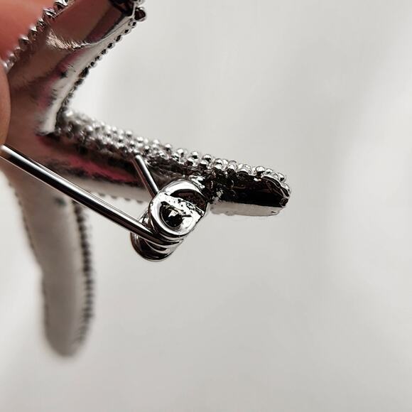 Vintage Sparkling Cubic Zirconia Silver Starfish Brooch Pin - Picture 8 of 9